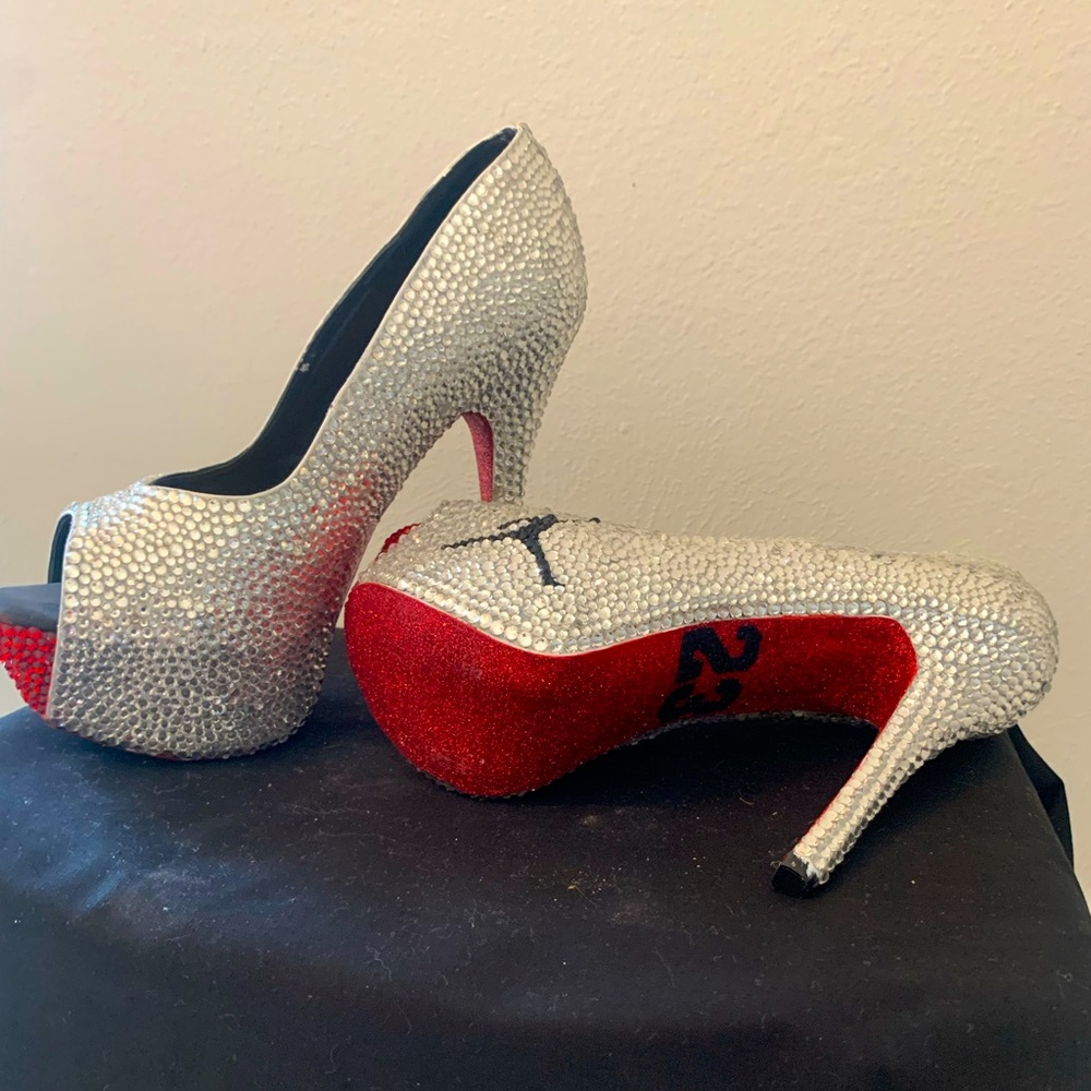 Custom made Crystal Rhinestone Peep Toe Heels